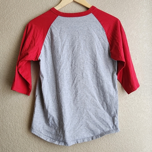 Unspeakable Red And Gray "Crouching Icon" 3/4 Sleeve Raglan Tee Shirt Youth L - Picture 7 of 10